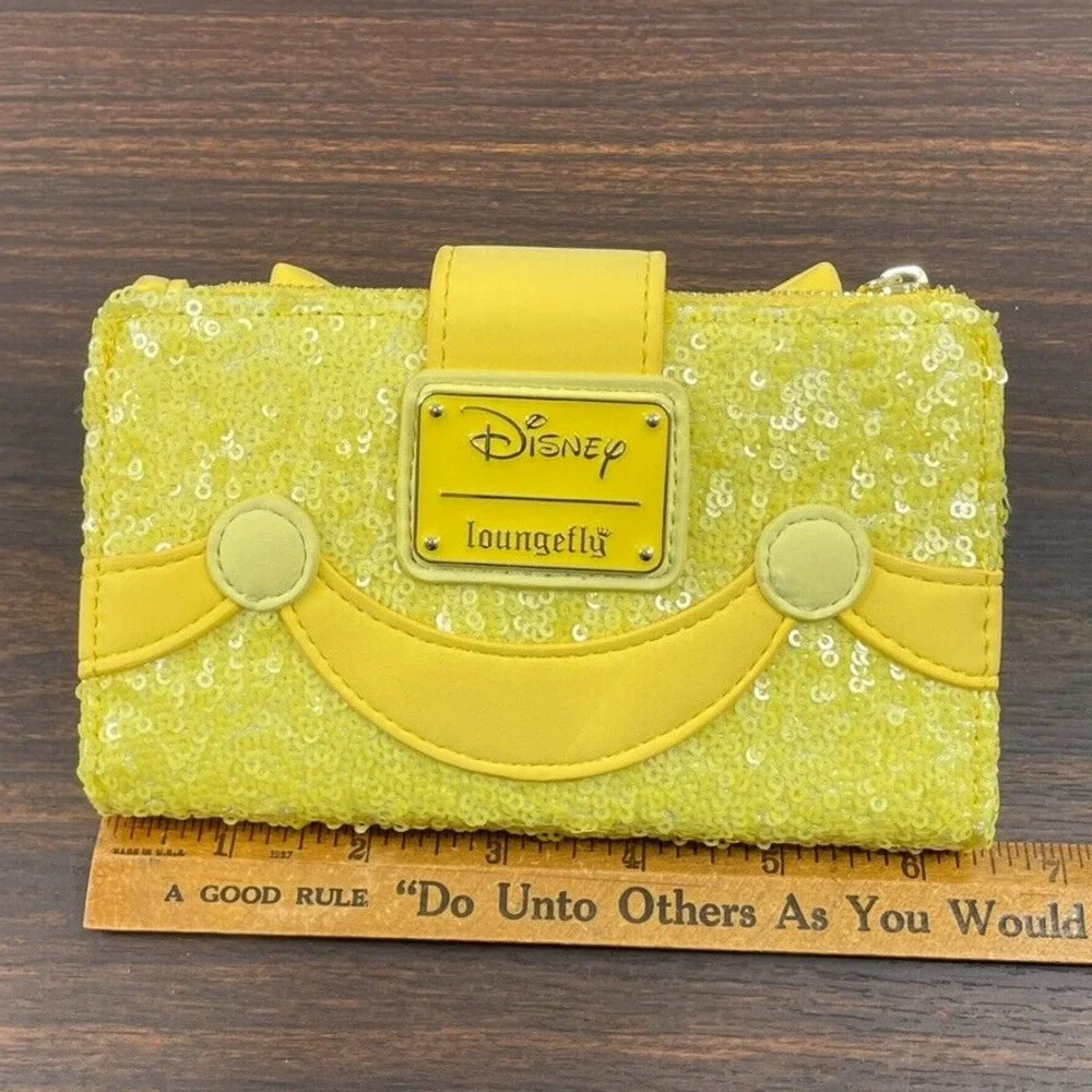 Loungefly Disney Beauty And The Beast Belle Sequin Wallet Exclusive Yellow - Picture 11 of 11
